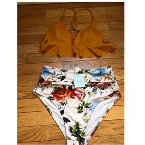 Cupshe high waisted floral two piece set!